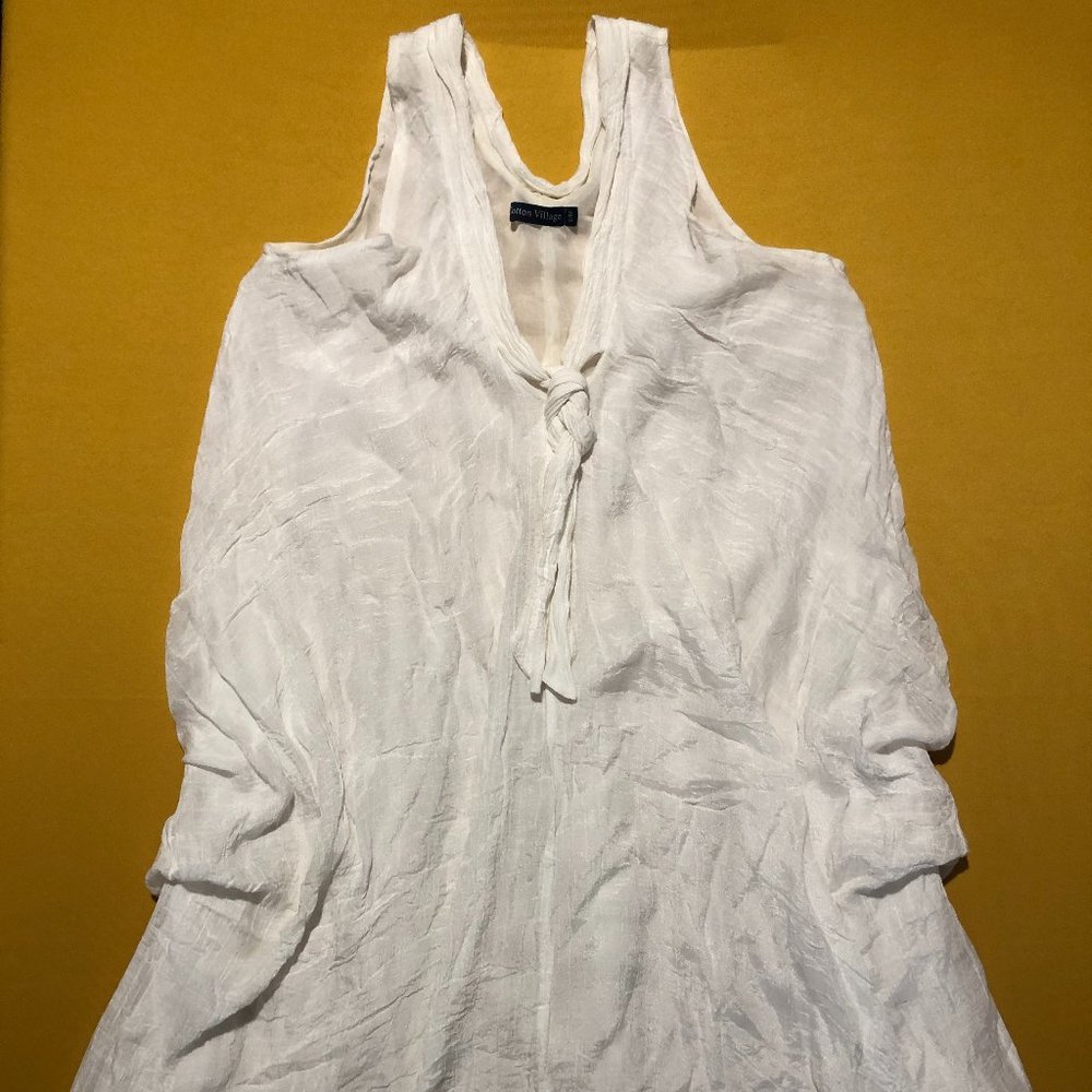Cotton Village Womens M Linen Cotton Boho Vintage Kaftan Loose Casual Sleeveless
